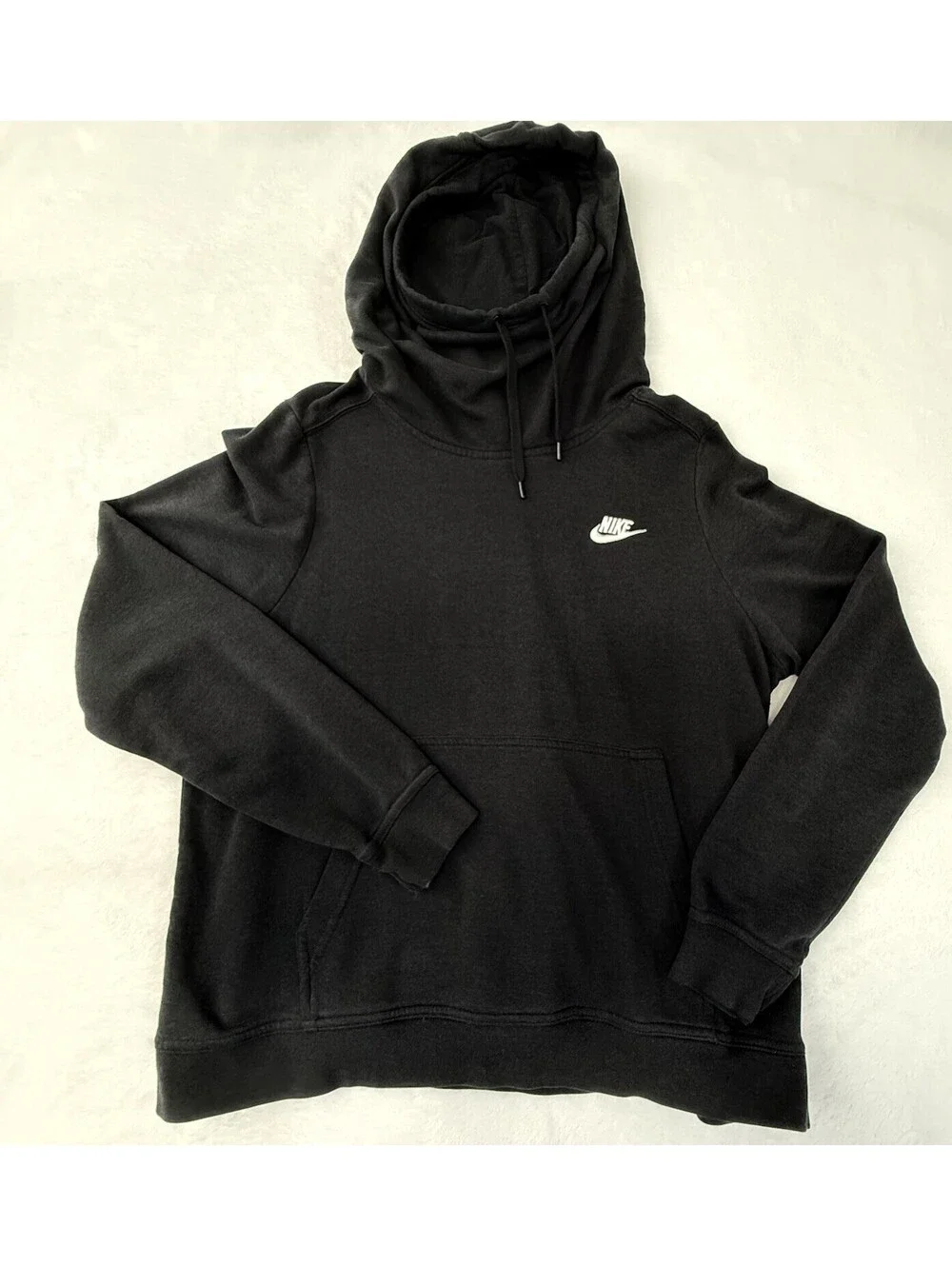 Nike Womens L Black Funnel Neck Hoodie Pullover Kangaroo Pocket